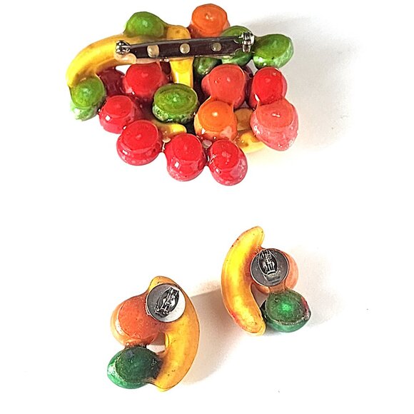 Vintage Runts candy fruit brooch & earrings - Picture 2 of 9
